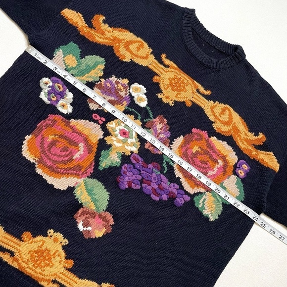 VTG Grandma embroidered floral cottagecore sweater XL - XXL - Picture 9 of 11